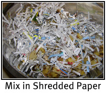 Mix kitchen scraps with shredded paper