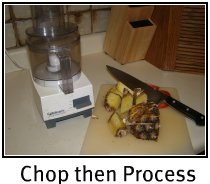 Chop with knife, then process with food processor